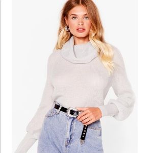 Gray Cowl neck thin sweater